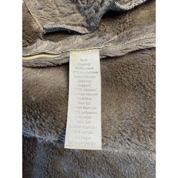 Maurice's Faux Leather Fur Asymmetrical Gun Metal Green Vest Jacket Womens Small - Picture 6 of 10